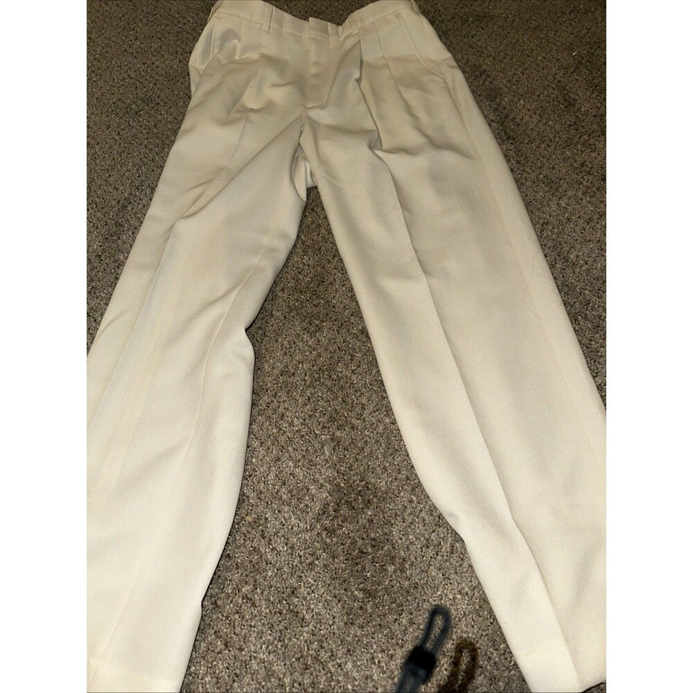 NWT IRVINE PARK Mens White Polyester Wool Blend Dress Pants Size 33M
